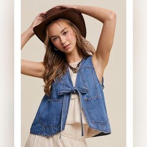 Listicle Blue Denim Vest Western Boho